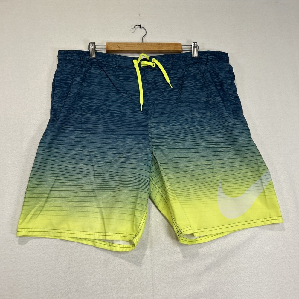 Nike Swim Shorts Mens XL Board Trunks Blue Ombre Lined Drawstring Stash Pocket